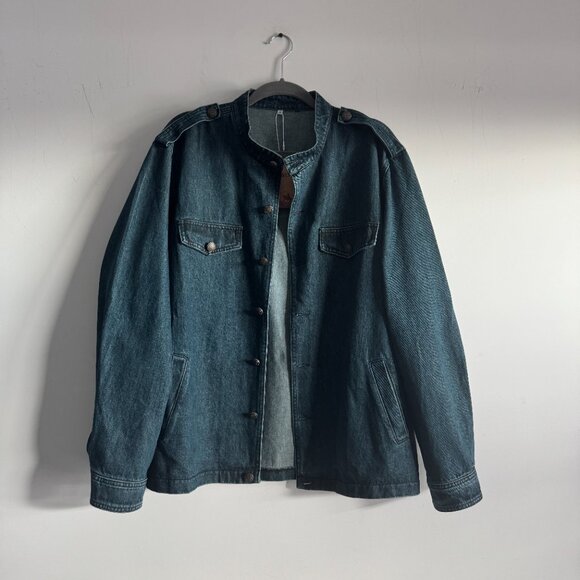 Men's Vintage Stand Collar Denim Jacket New, Size XL - Picture 7 of 17